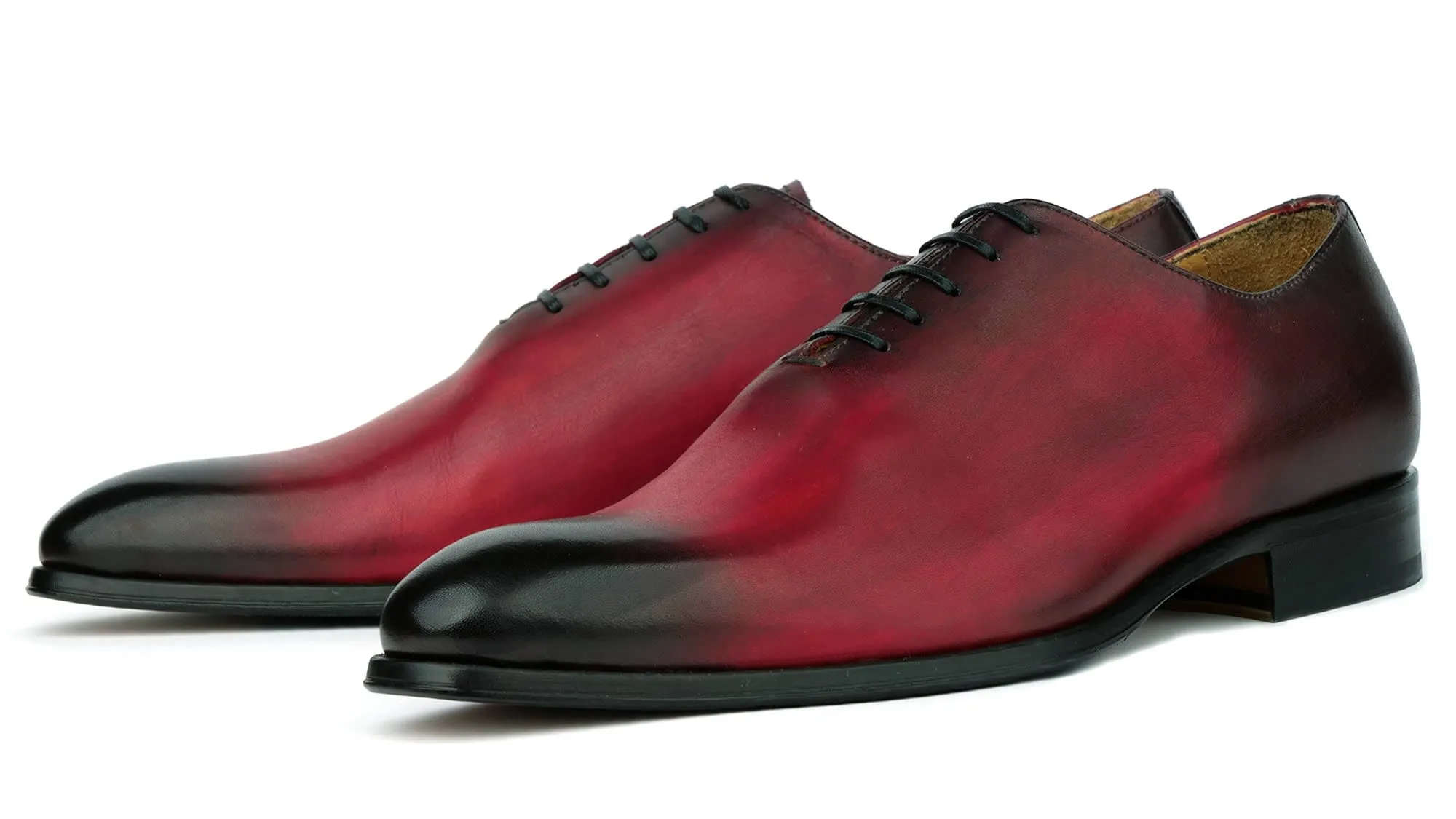 Benson Wholecut Custom Patina Oxblood Chic Slip On Leather Shine