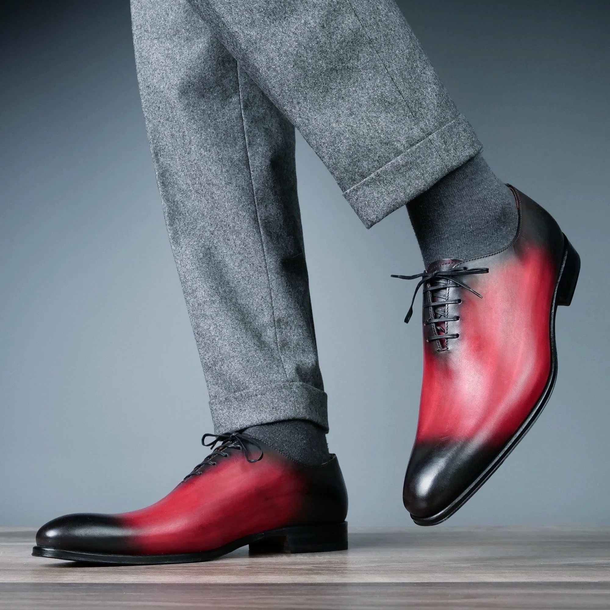Benson Wholecut Custom Patina Oxblood Easy Slip On Comfort Wear Shoes