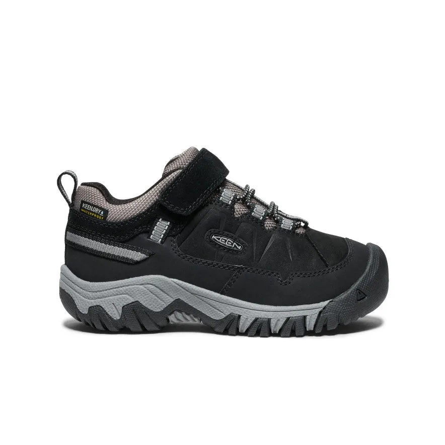 Little Kids' Targhee IV Waterproof Hiking Shoe  |  Black/Steel Grey trail gear Low friction