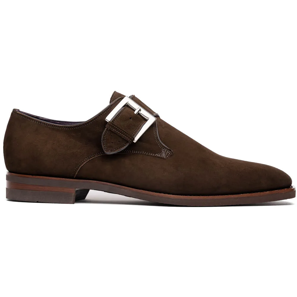 56-110-DBR Hebilla Monk Strap Italian Suede Calfskin Dark Brown Elastic laces Non Stop