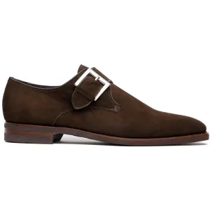 56-110-DBR Hebilla Monk Strap Italian Suede Calfskin Dark Brown Elastic laces Non Stop