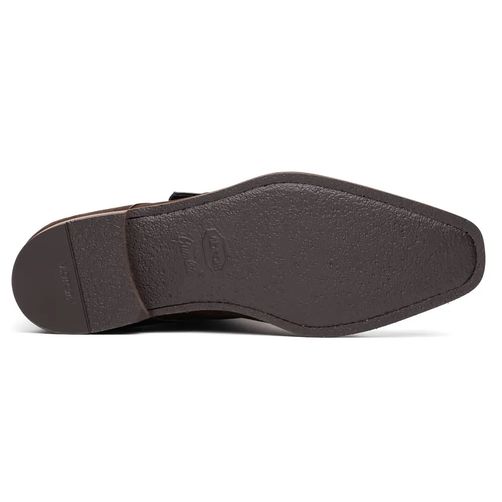 56-110-DBR Hebilla Monk Strap Italian Suede Calfskin Dark Brown Classic Appeal Easy To Clean