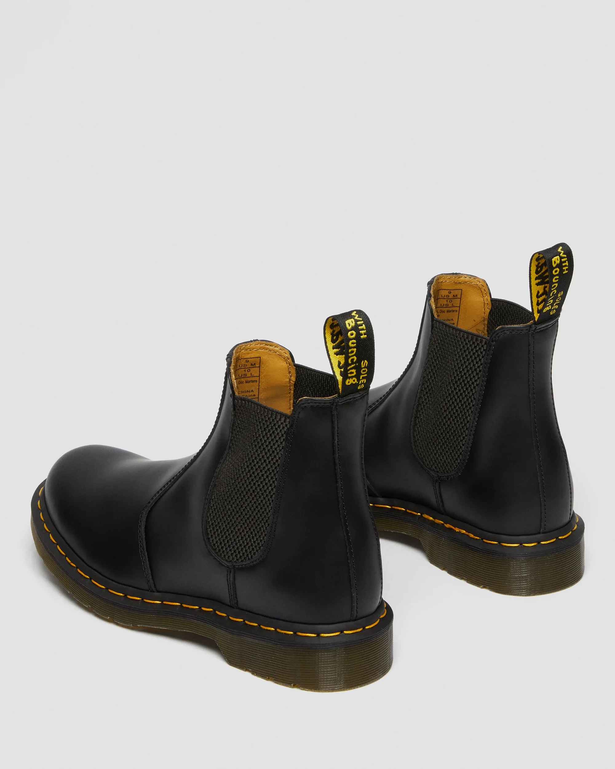Fashion Trend Pull Tab 2976 Yellow Stitch Smooth Leather Boots