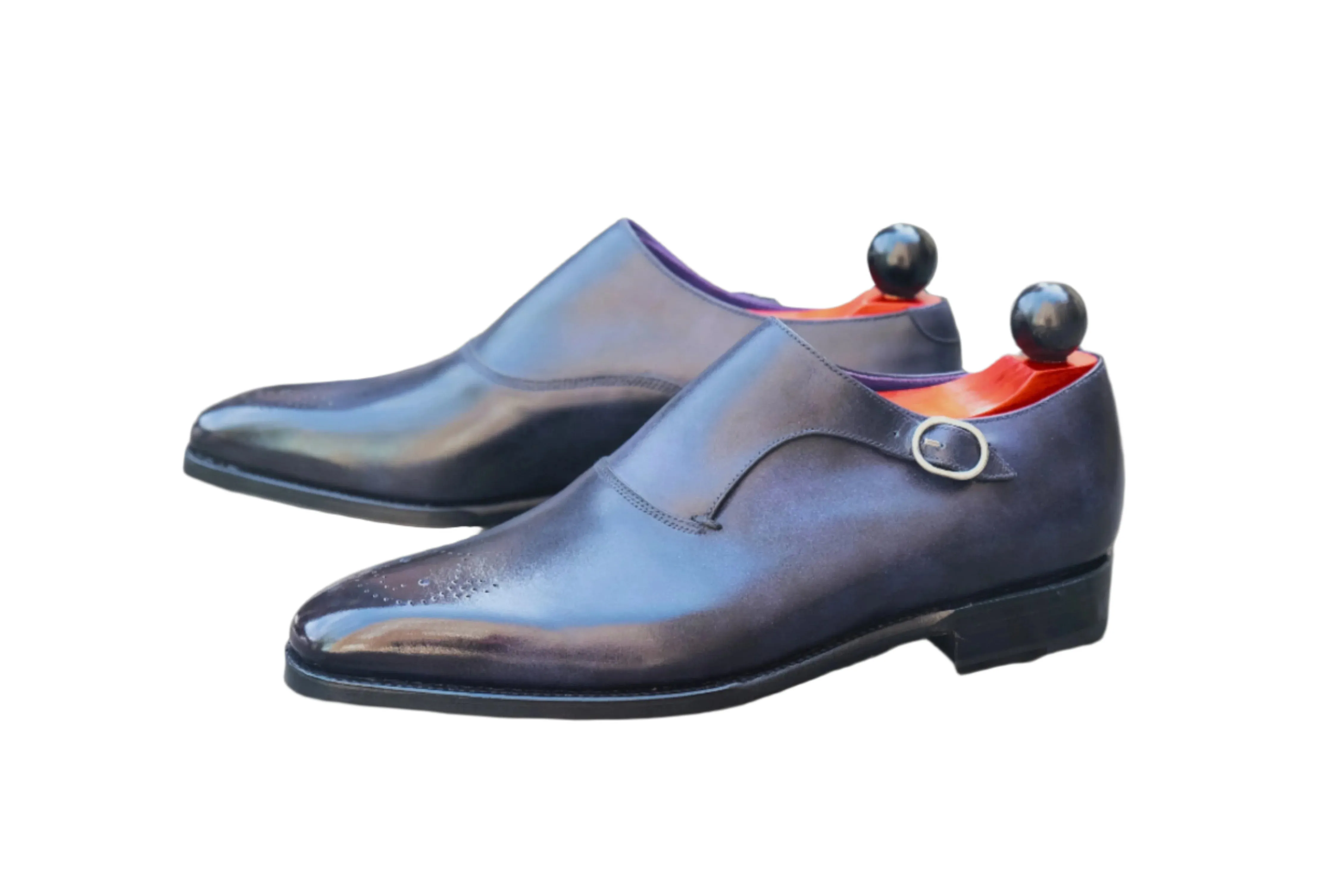 Leather Smooth Madrona - MTO - Navy Museum Calf - Custom Medallion