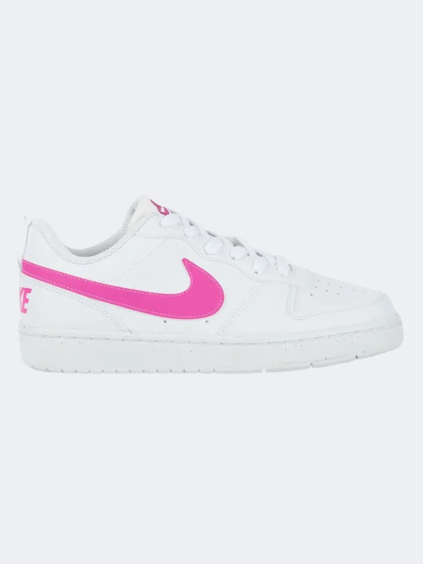 Nike Court Borough Recraft Gs-Girls Lifestyle Shoes White/Laser Fuchsia Bold Tone Smooth ride