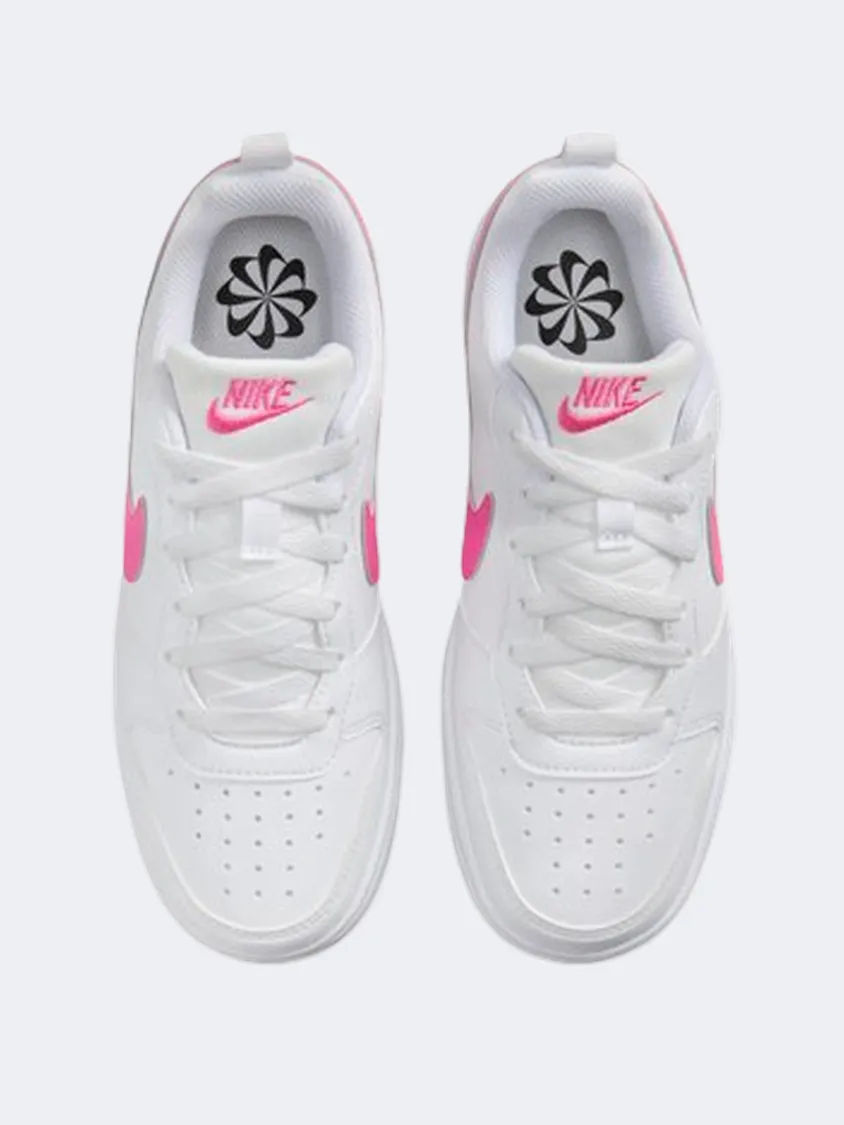 Nike Court Borough Recraft Gs-Girls Lifestyle Shoes White/Laser Fuchsia Easy Wear