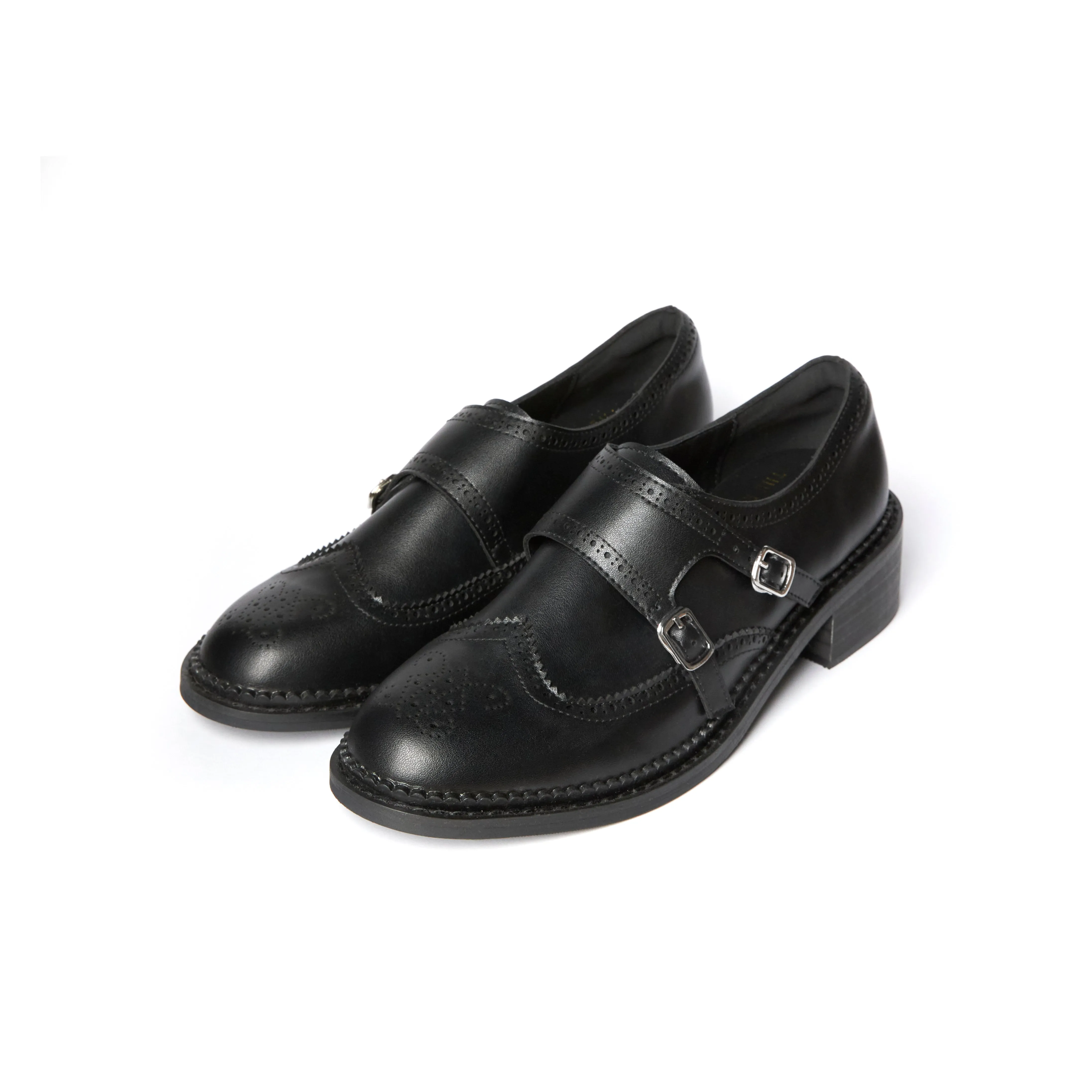 Polished Look Beloved Wingtip Double Monk - Black (BLK)