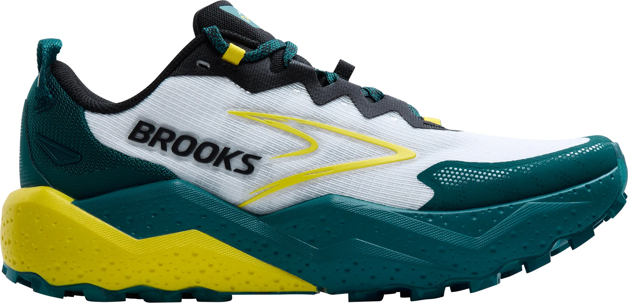 Brooks Caldera 8 Mens Trail Running Shoes - White Fast Tempo Stability zone in sole assists in maintaining form