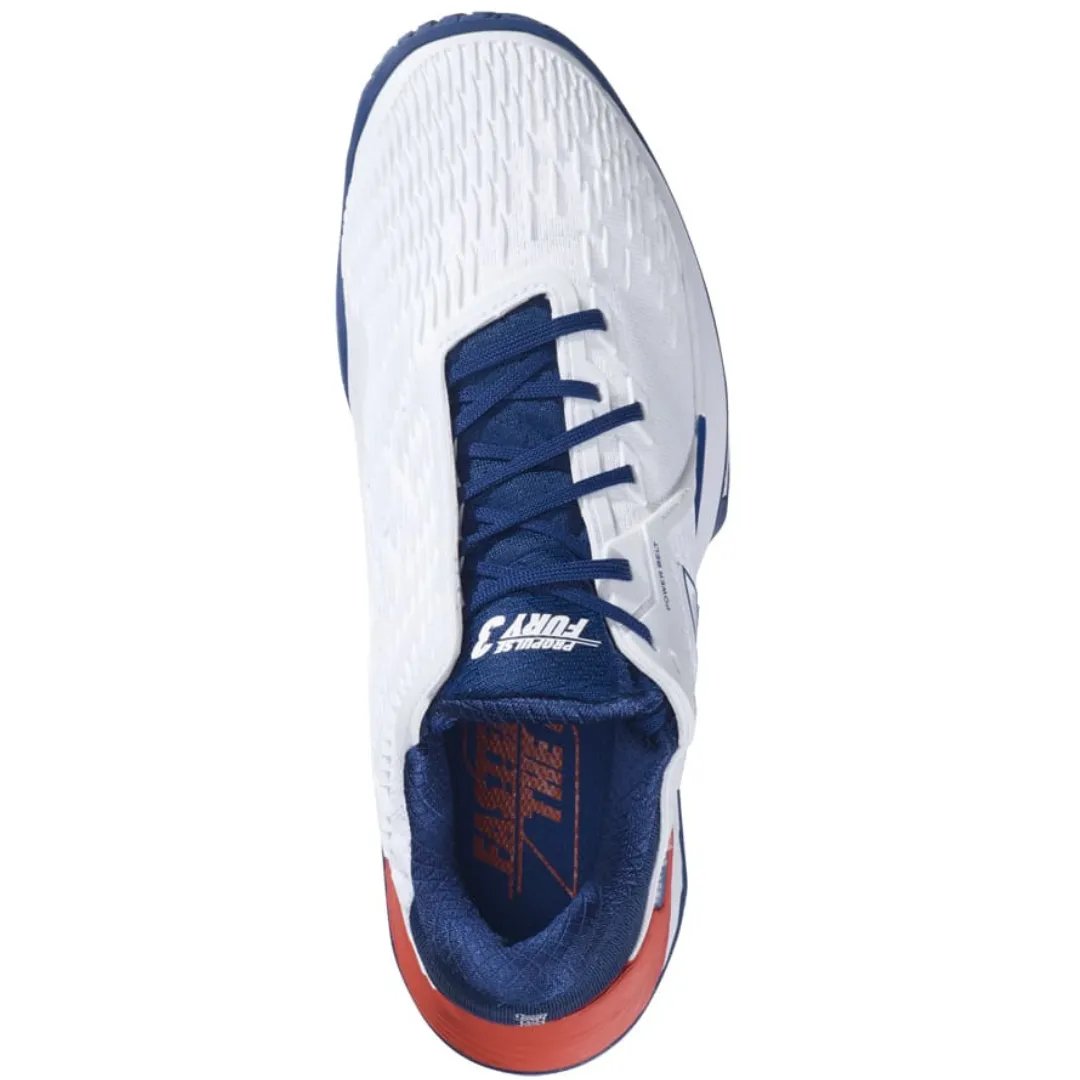 Babolat Propulse Fury 3 All Court White/Estate Blue Men Tennis Shoes Smooth Walk