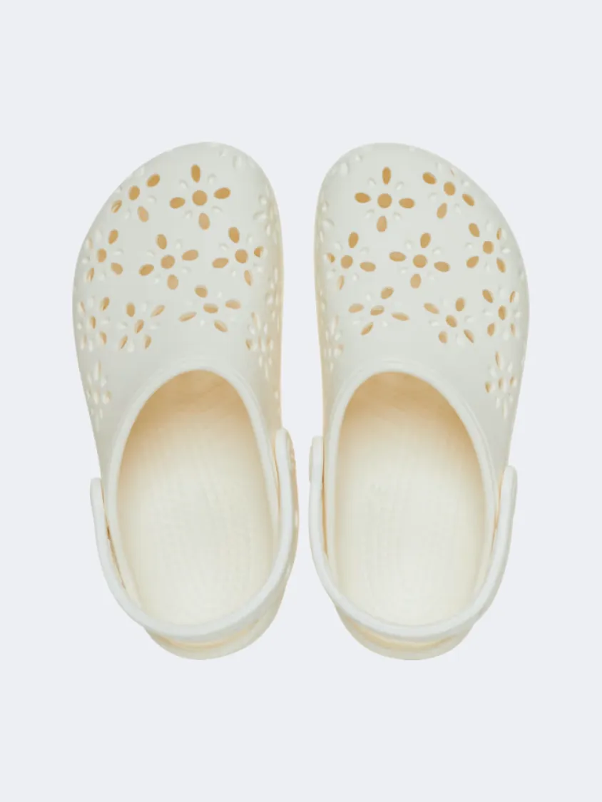 Hot Mood Love Path Crocs Classic Floral Cut-Out Kids Lifestyle Clog Chalk