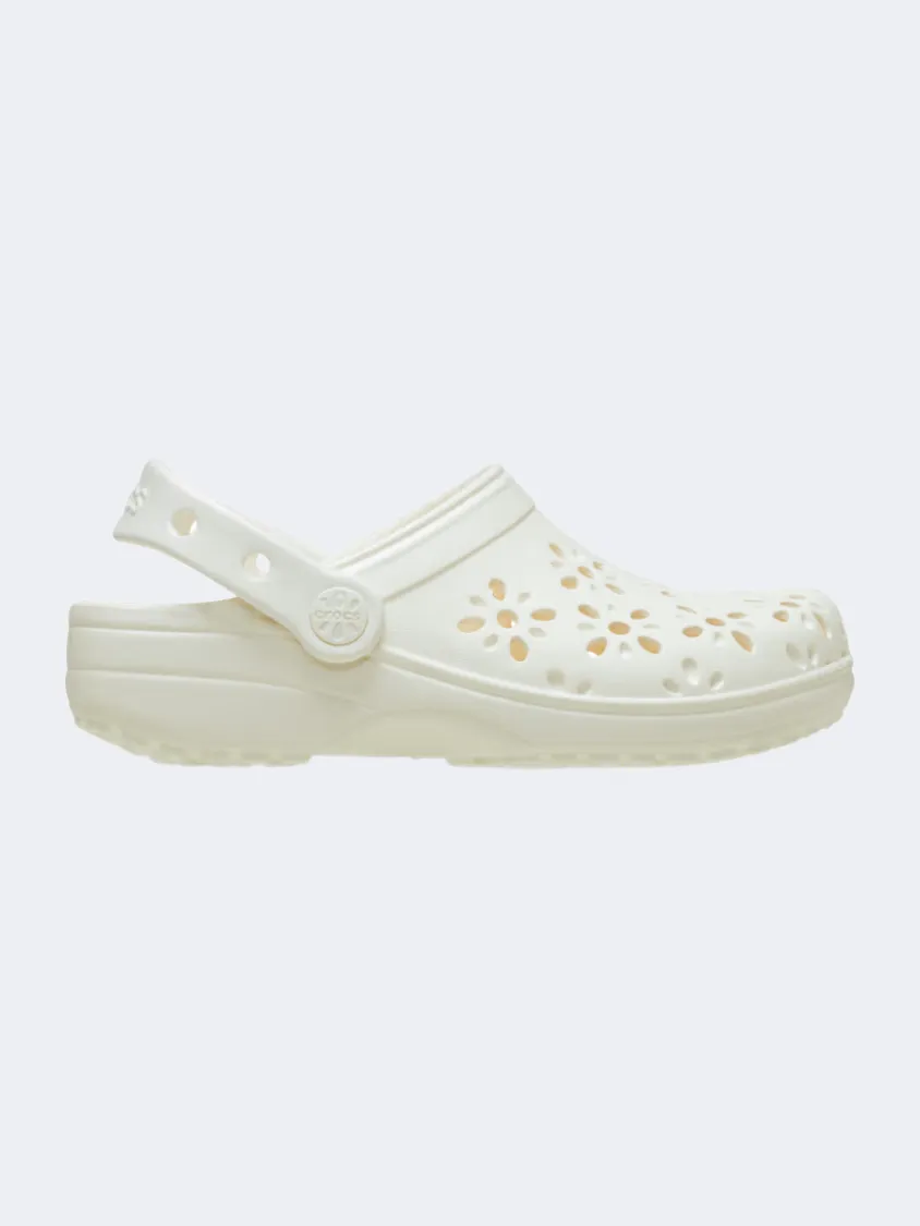 Crocs Classic Floral Cut-Out Kids Lifestyle Clog Chalk Peace Step