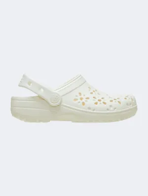 Crocs Classic Floral Cut-Out Kids Lifestyle Clog Chalk Peace Step