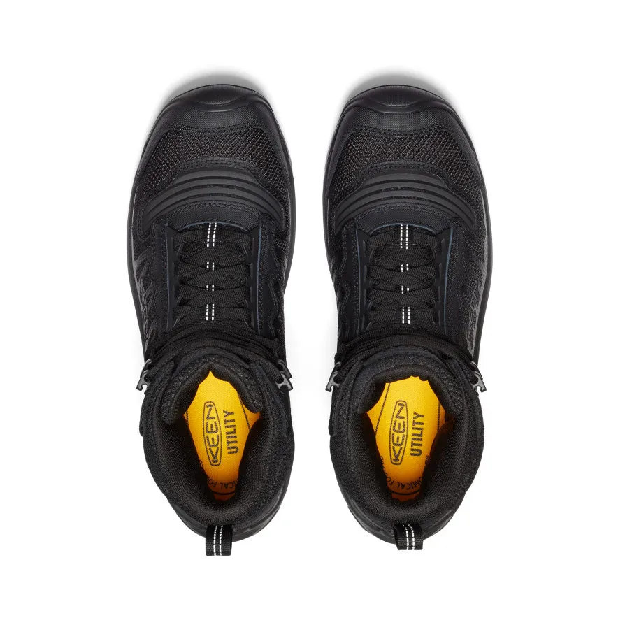 Body Motion Shoe shape supports lateral and diagonal motions Men's Reno Waterproof Mid (Soft Toe)  |  Black/Black