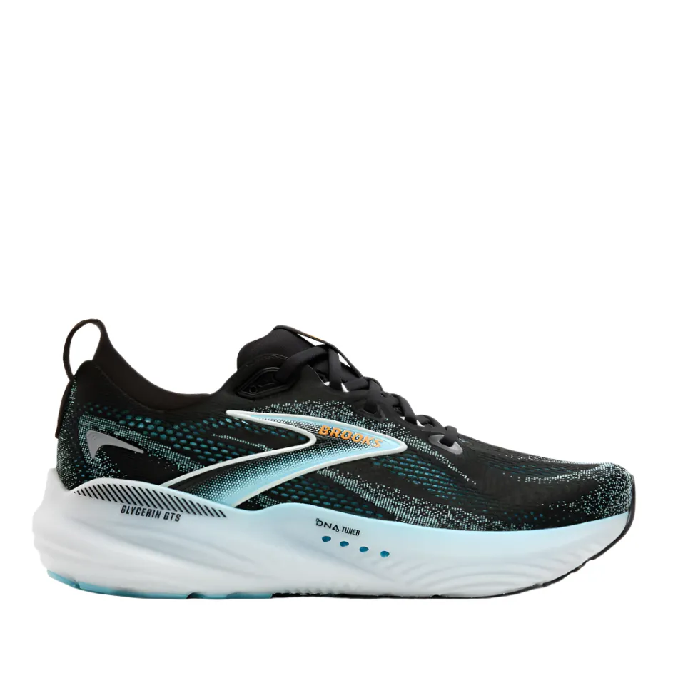 Brooks Men's Glycerin GTS 22 Running Shoes in Black/Atomizer/Blazing Orange AW25 lightweight - material - portability shoes supportive upper shoes