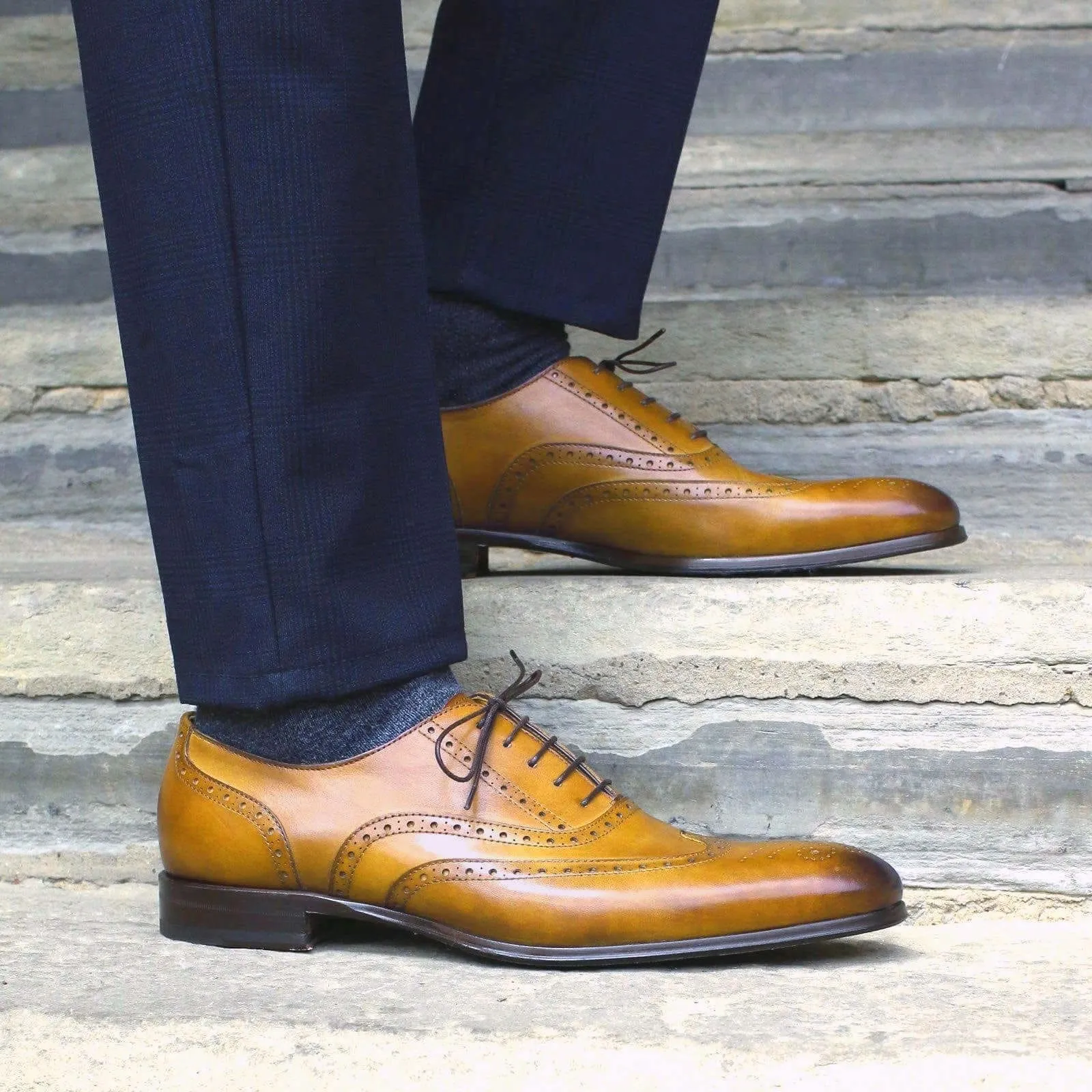 Cambridge Wingtip Oxford Brogue Almond Tan Classic Appeal Superior Build