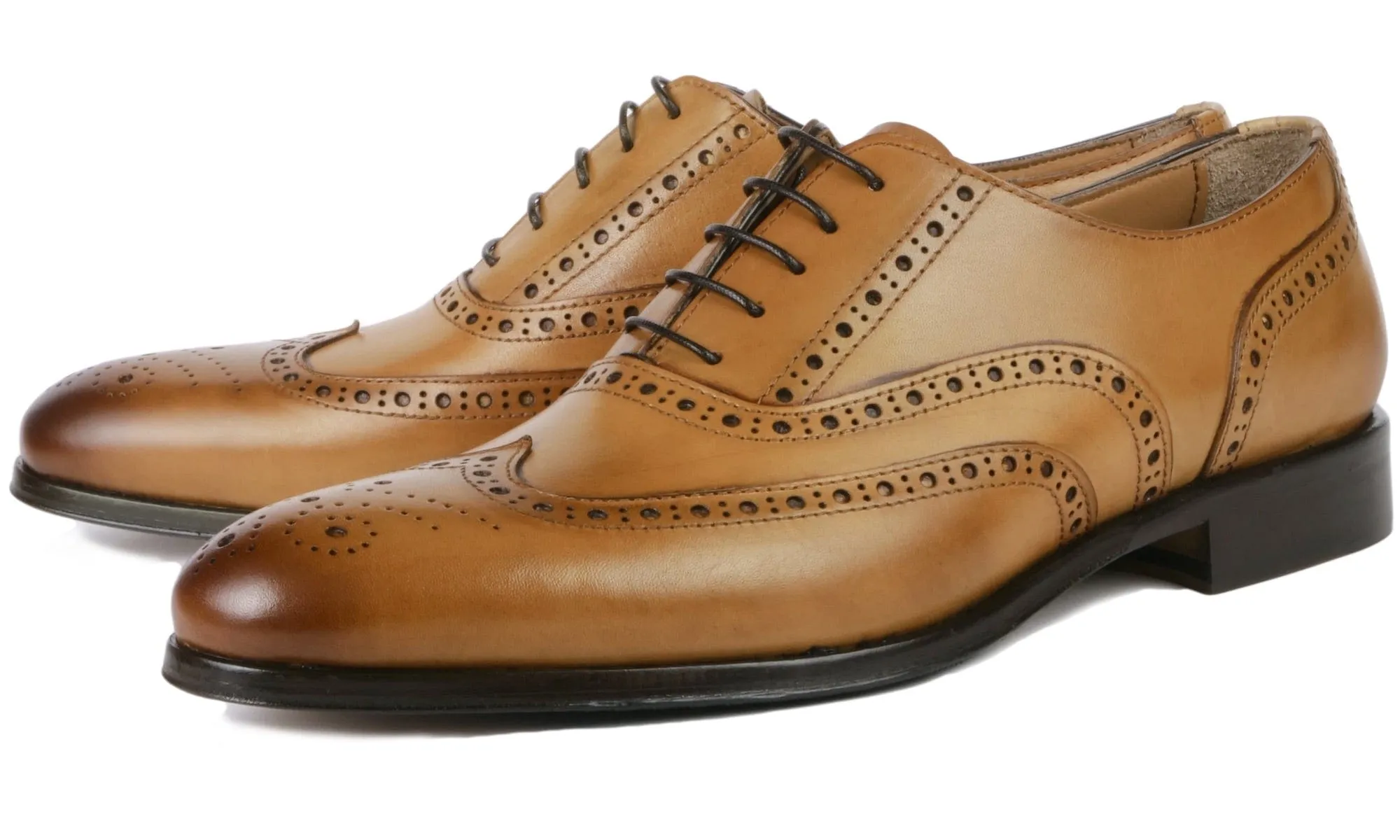 Light Comfort Long-Lasting Durability Cambridge Wingtip Oxford Brogue Almond Tan