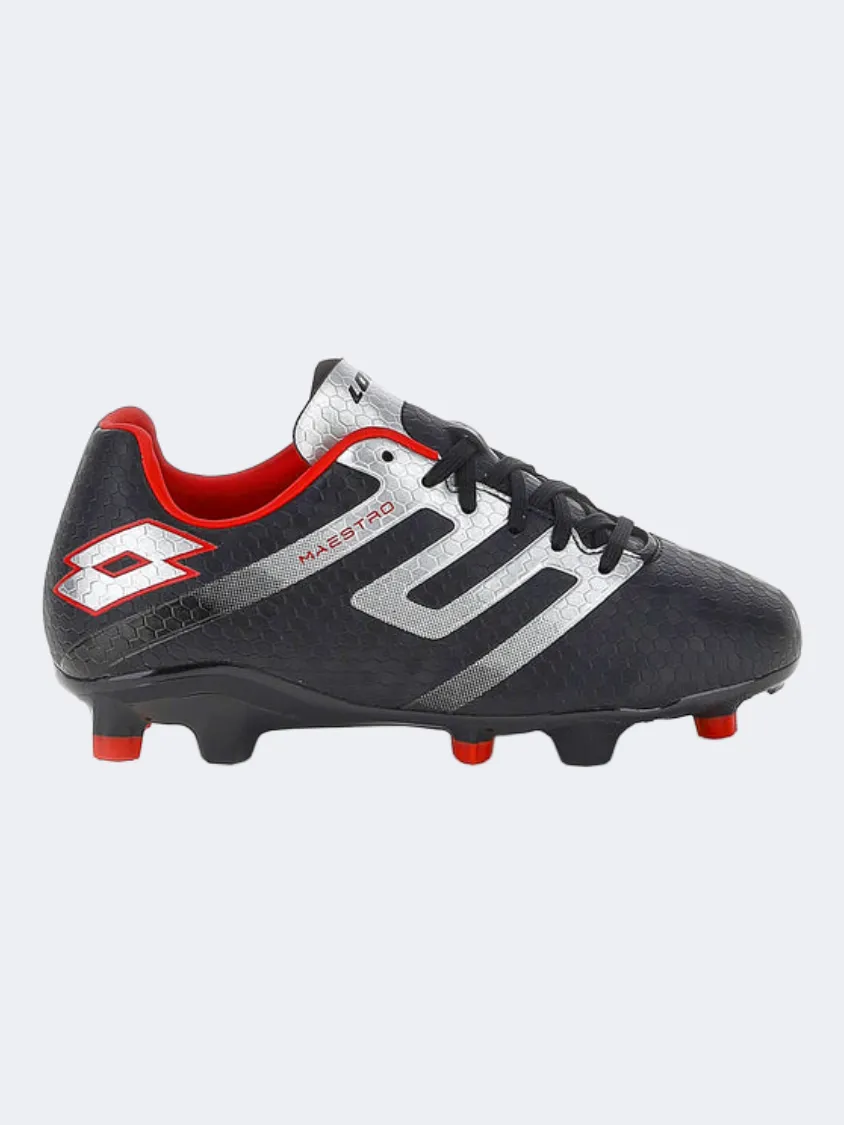Lotto Maestro 700 Fg Jr Kids Football Shoes Black/Silver/Red studded shoes
