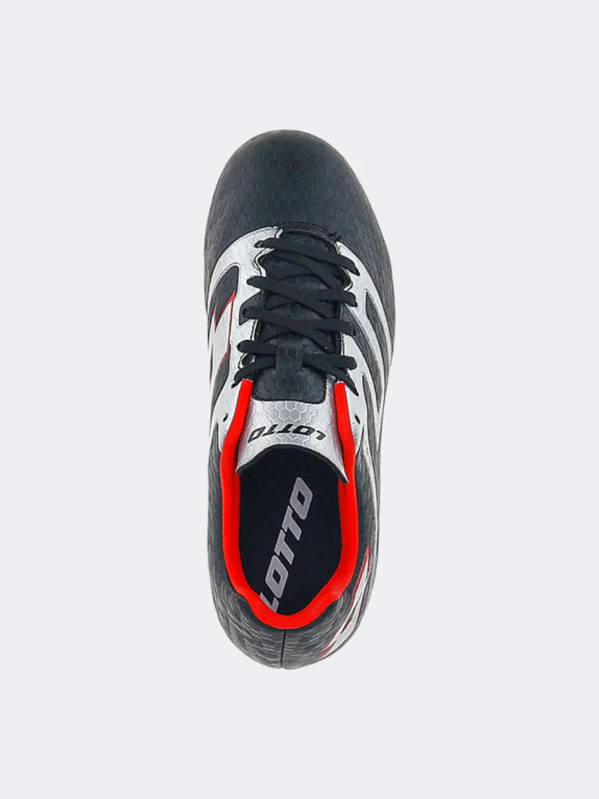 Lotto Maestro 700 Fg Jr Kids Football Shoes Black/Silver/Red Ventilated Design hypoallergenic shoes