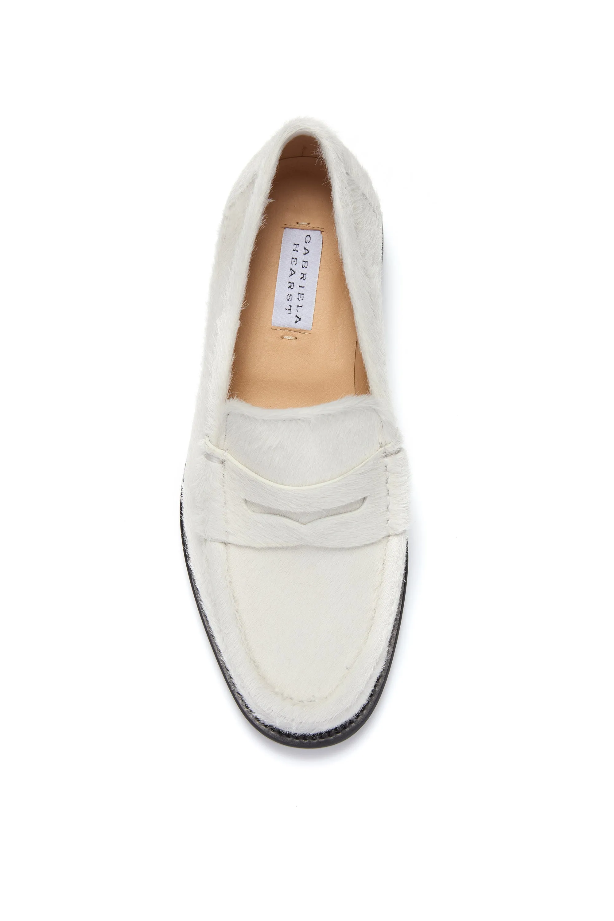 Minimal Look Wide Base Pierre Loafer in Ivory Pony Hair