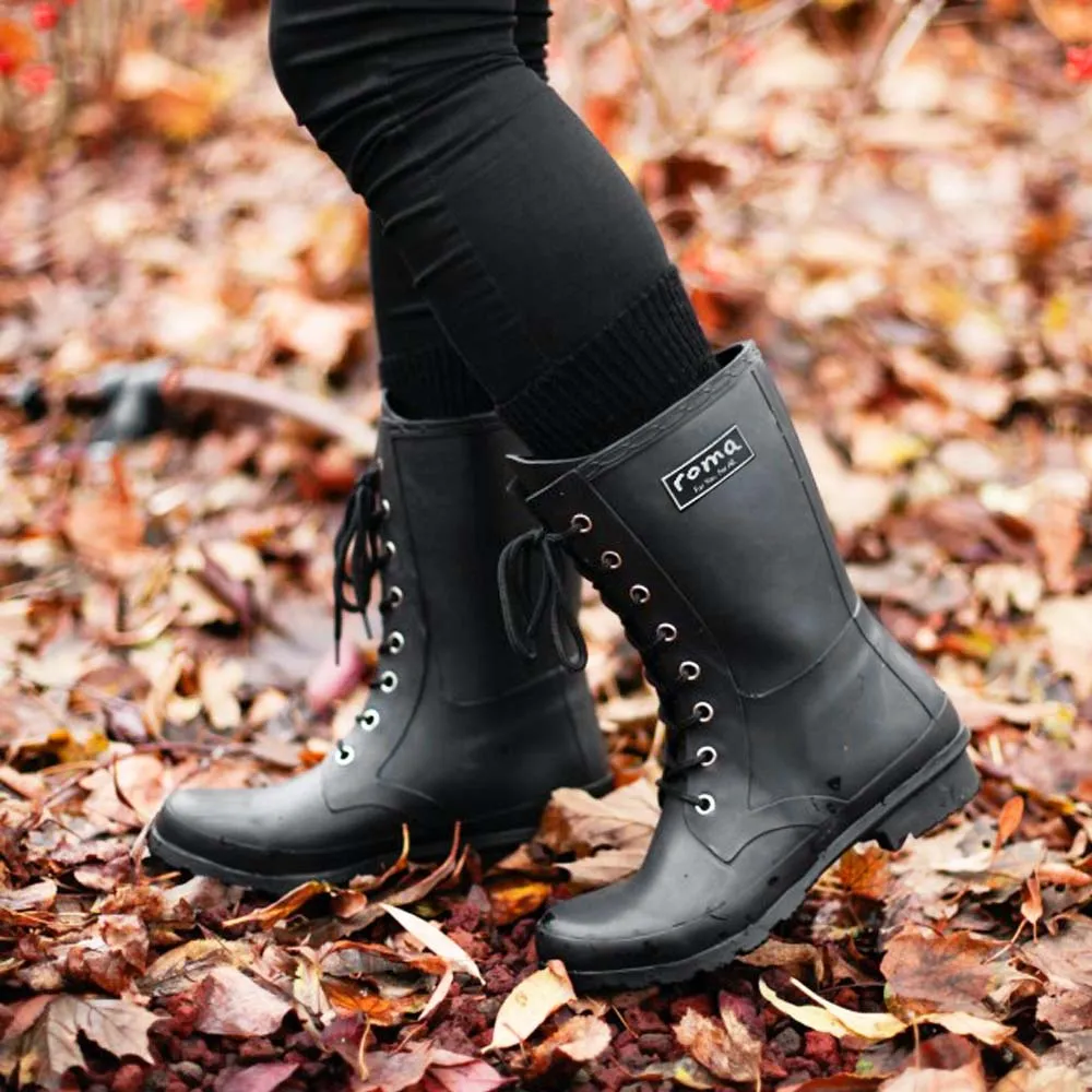 Epaga Matte Black Women's Rain Boots Durable Comfort