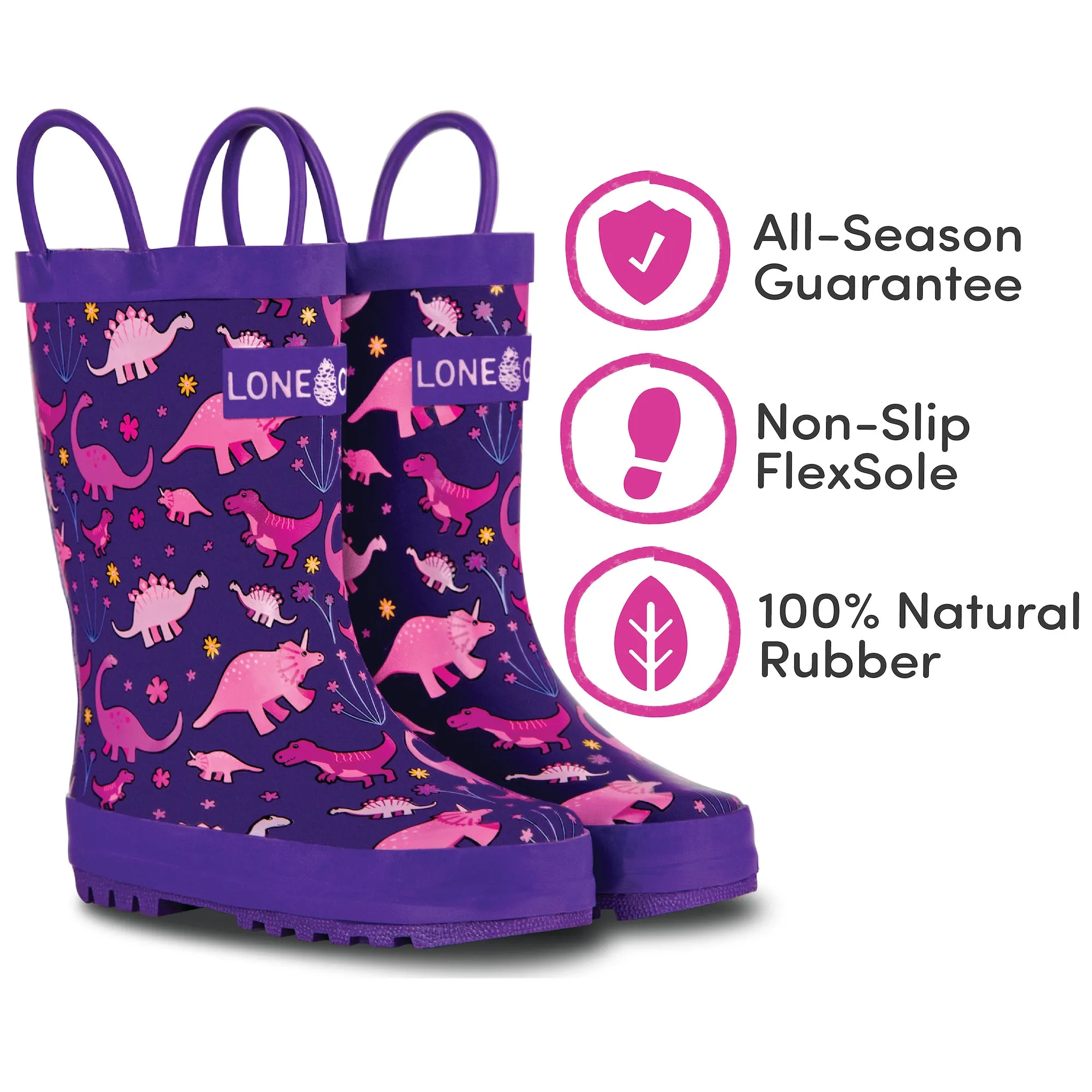 Outdoor Fun Pink Dinosaurs Rain Boot
