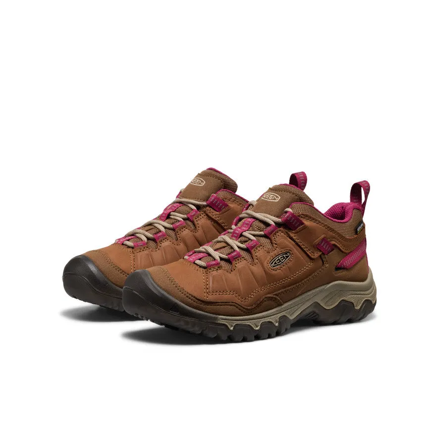 Women's Targhee IV Waterproof Hiking Shoe  |  Bison/Beaujolais Foam padding helps protect joints during high-impact moves Minimalist Look
