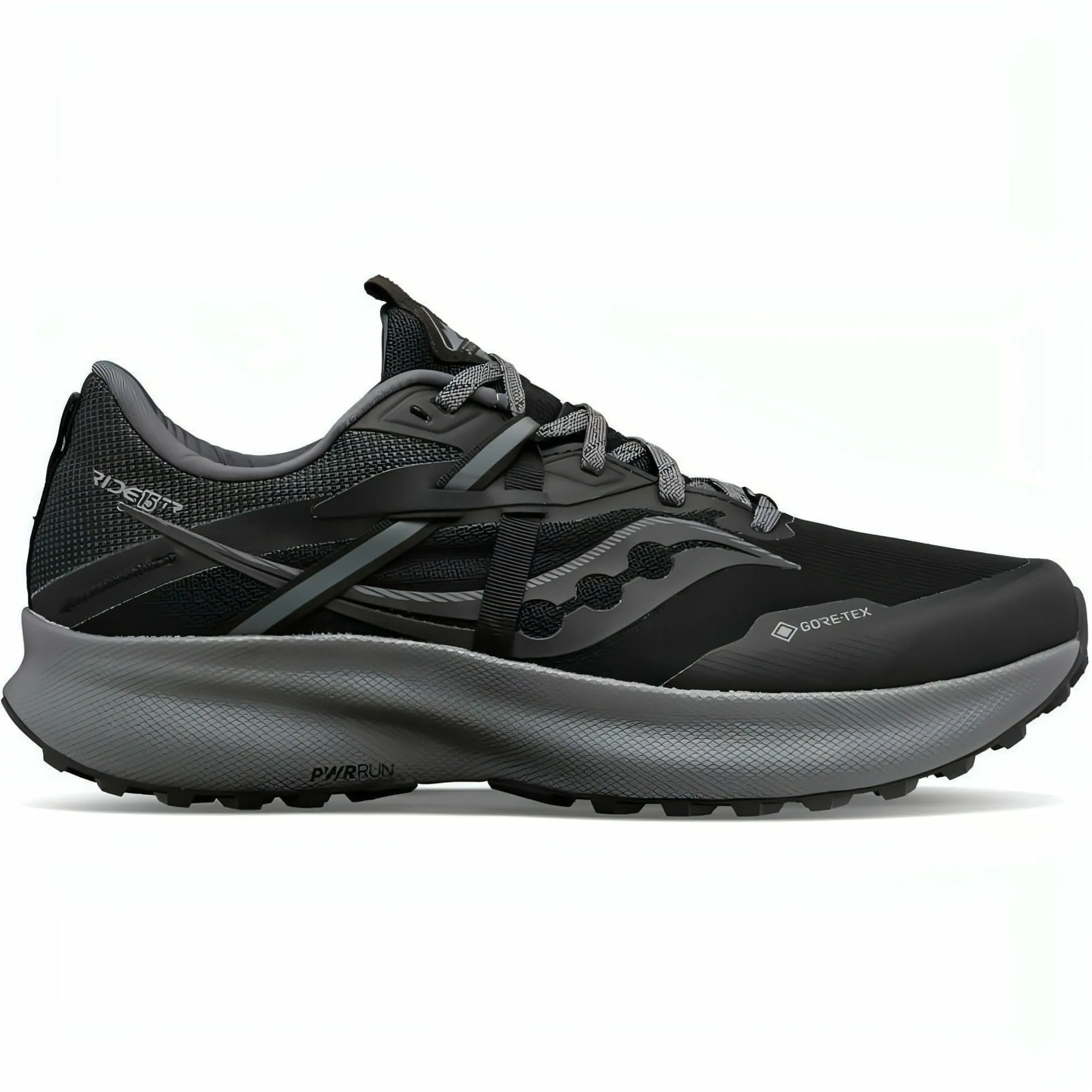 Quick   Dry Reflective Saucony Ride 15 TR GORE-TEX Mens Trail Running Shoes - Black