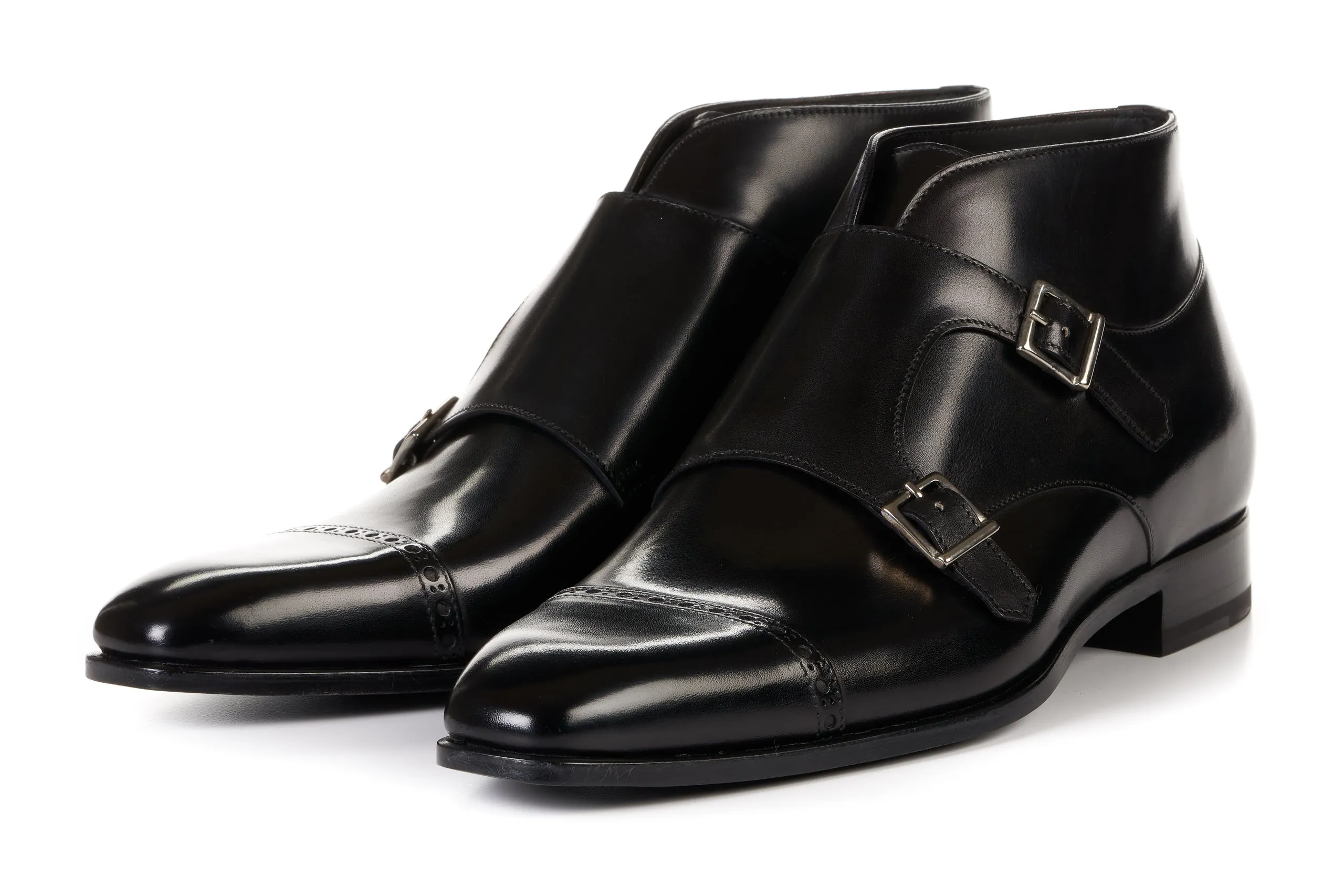 Sleek Finish The Heston Double Monk Strap Boot - Nero