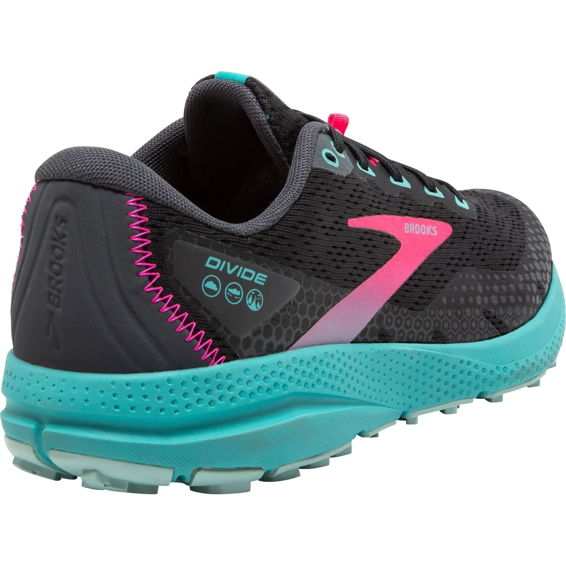 Hook And Loop Brooks Divide 3 Womens Trail Running Shoes - Black