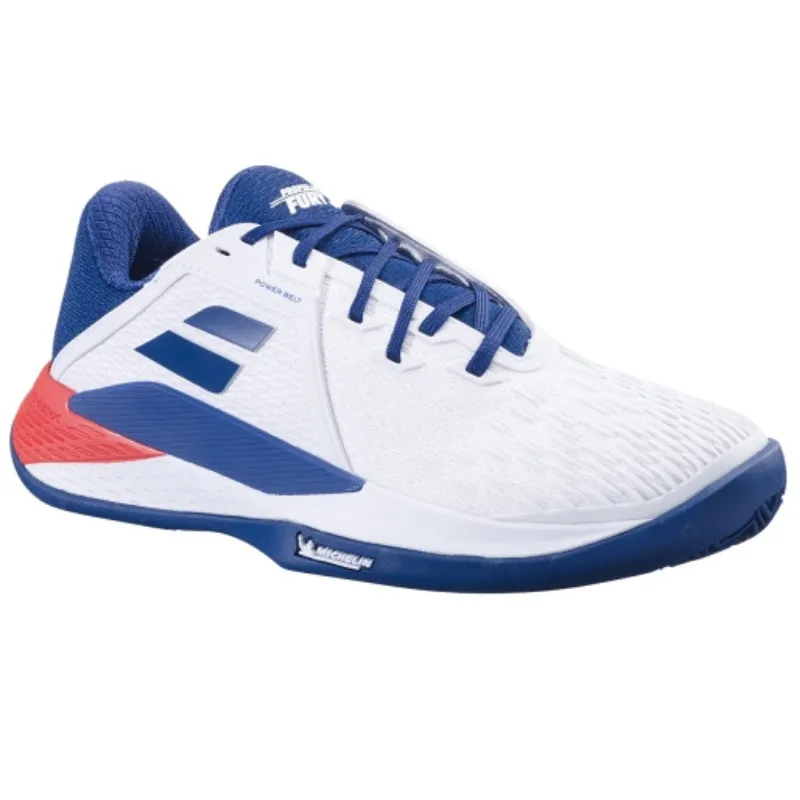 Babolat Propulse Fury 3 Clay Mens Tennis Shoes - White/Estate Blue Supportive Compact Build