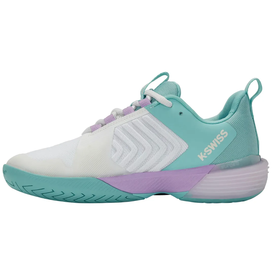 K Swiss Ultrashot 3 AC Women Tennis Shoes -  White/Angel Blue/Lilac Cushion Base Responsive
