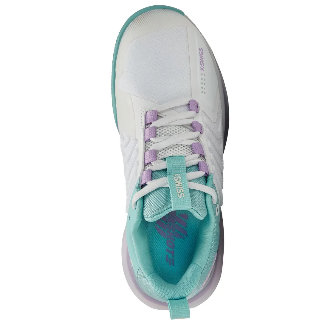 K Swiss Ultrashot 3 AC Women Tennis Shoes -  White/Angel Blue/Lilac Sweat Control