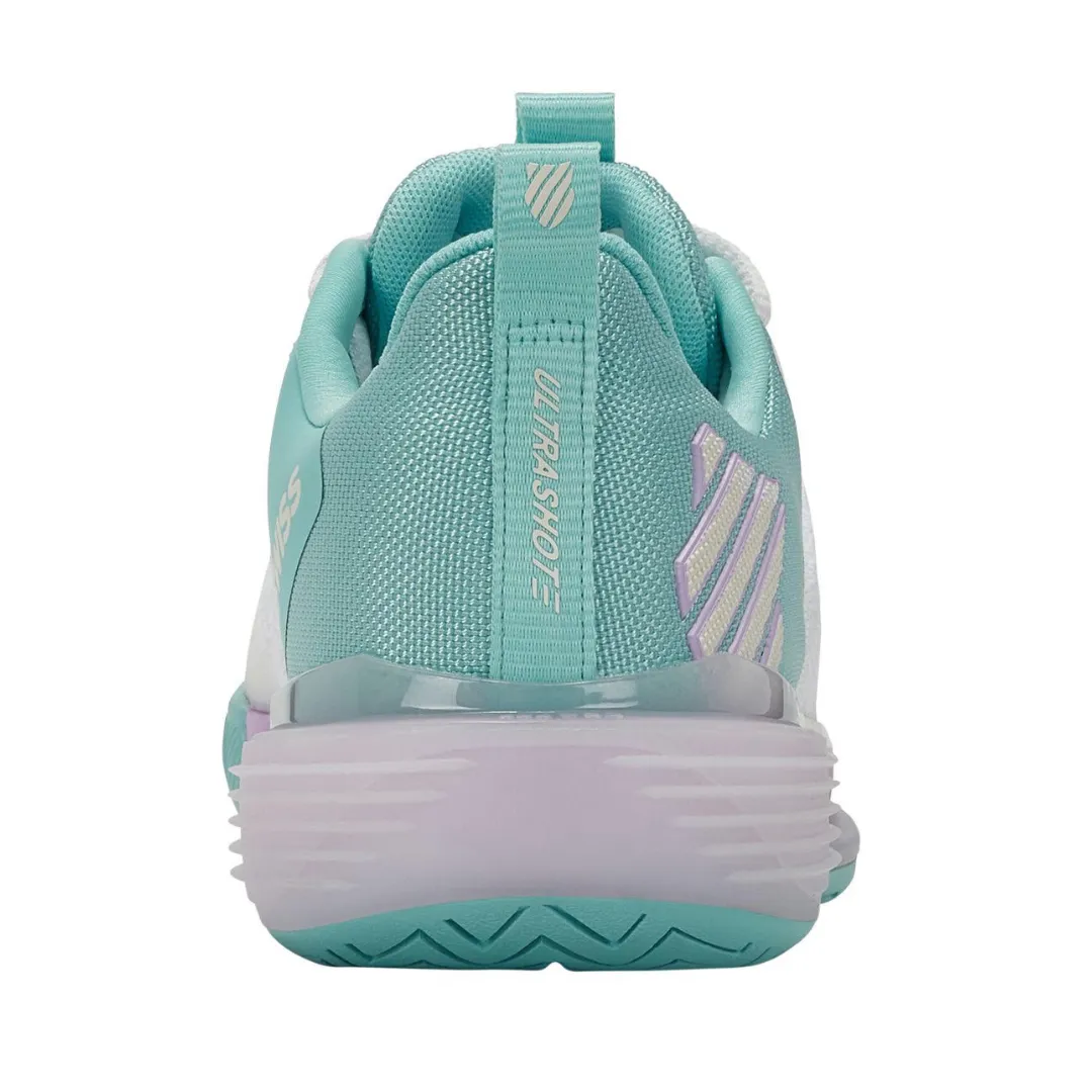 Fitness Motion Travel Wear K Swiss Ultrashot 3 AC Women Tennis Shoes -  White/Angel Blue/Lilac