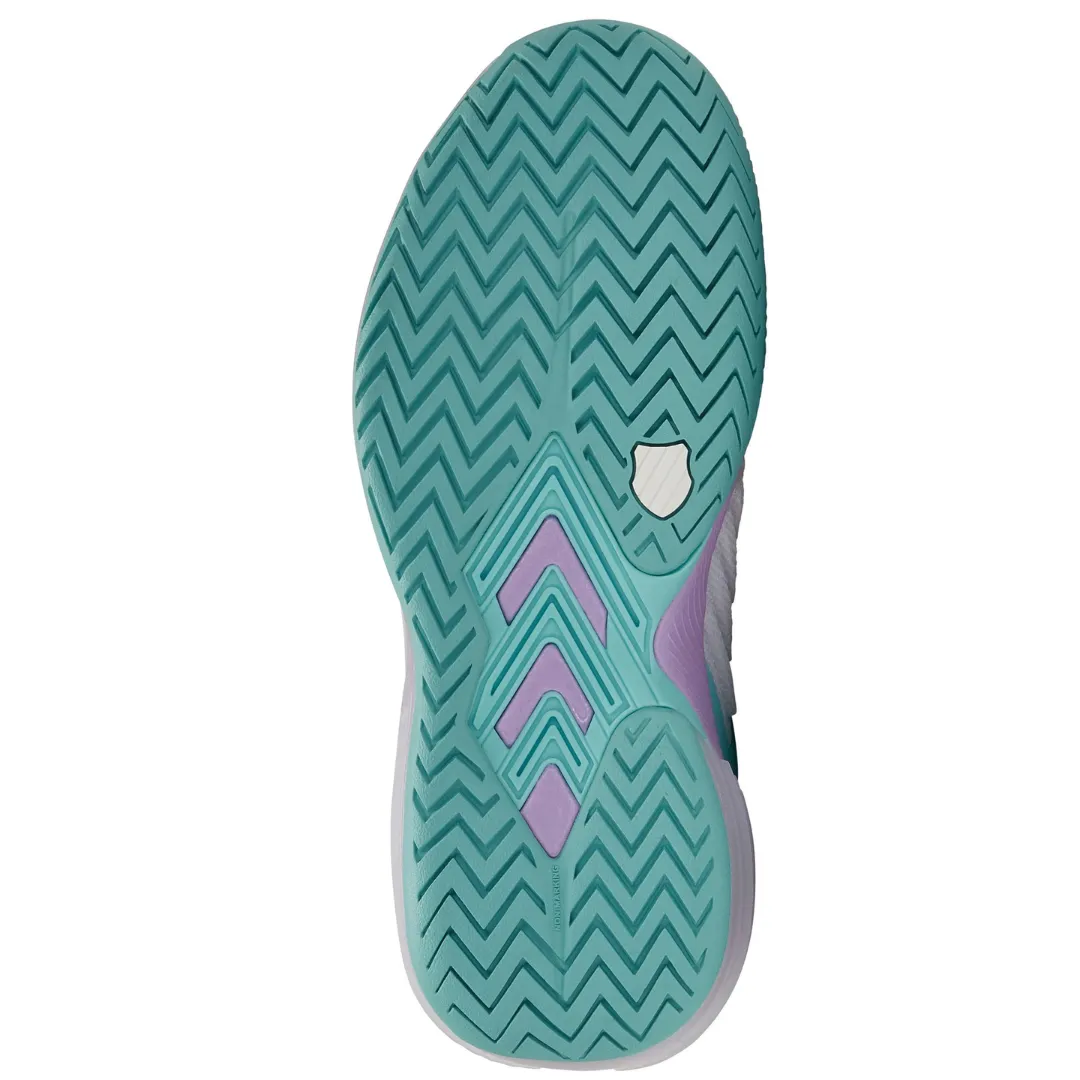 K Swiss Ultrashot 3 AC Women Tennis Shoes -  White/Angel Blue/Lilac Seamless Fit Reinforced toe