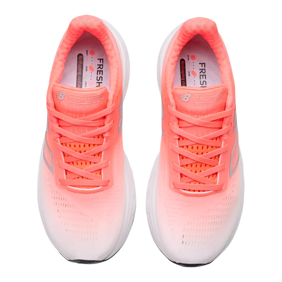 easy - clean shoes supination control shoes New Balance Women's 1080 v14 D Wide Fit Running Shoes in Urgent Red/Silver Metallic/Light Silver Metallic AW25