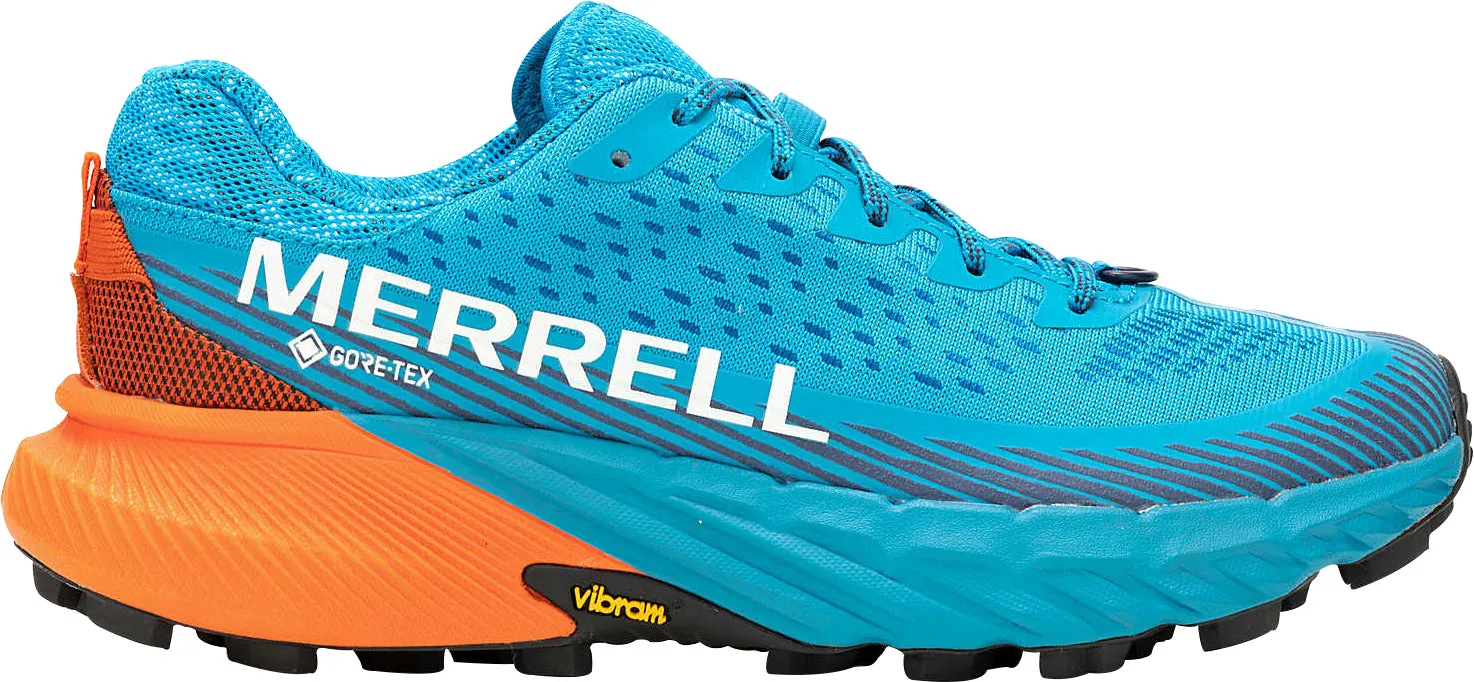 Training Routine Seamless overlays reduce friction during repetitive motion Merrell Agility Peak 5 GORE-TEX Womens Trail Running Shoes - Blue