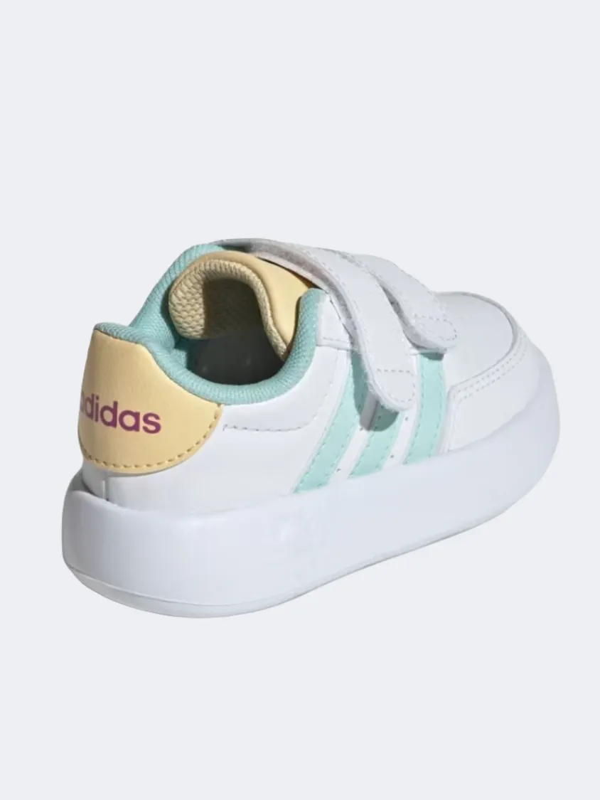 Adidas Breaknet 2 Infant Girls Sportswear Shoes White/Aqua/Tint Fashionable Office Smart