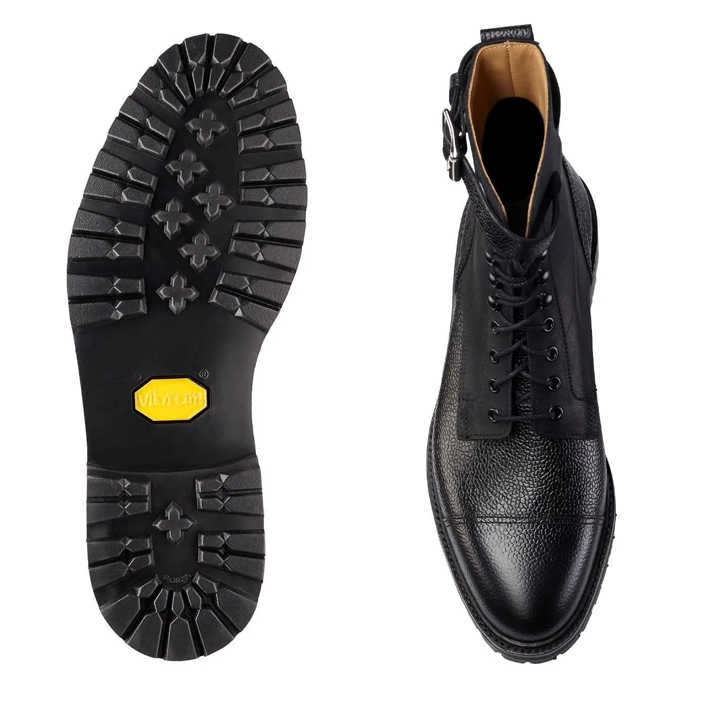 Aldershot Black Scotch Grain & Black Rough-Out Suede Lightweight Slim Fit