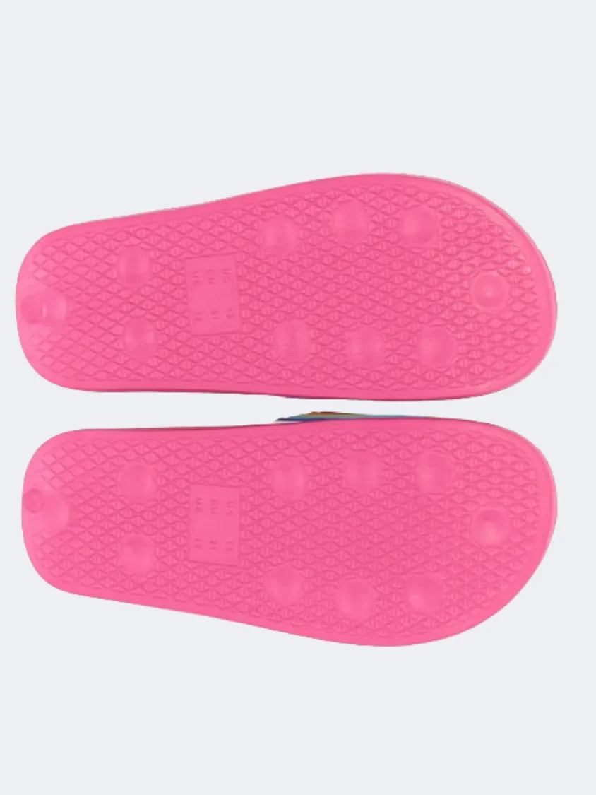School Style Hatley Rainbow Heart Girls Beach Slippers Pink/Multicolor