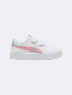 Puma Carina 3 Space Belle V Girls Lifestyle Shoes White/Pink Injury Safe mesh construction