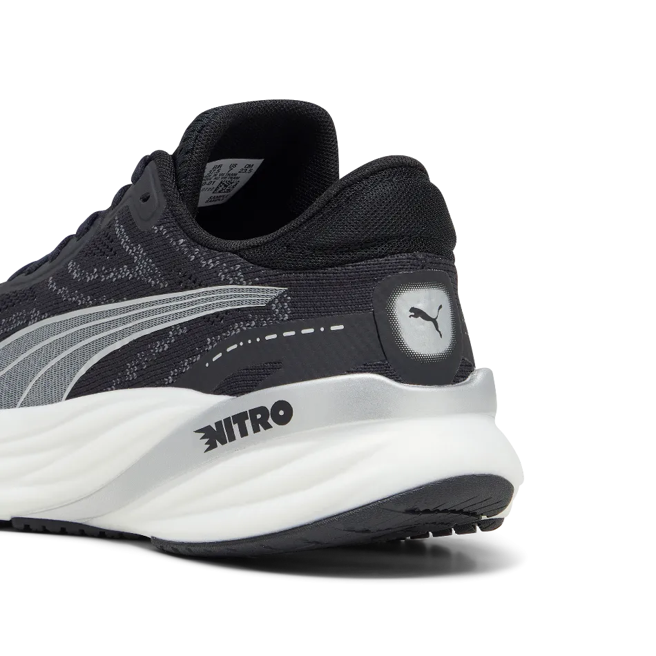 Puma Magnify Nitro 2 Men's Running Shoes in PUMA Black/White/Silver AW24 Minimalist Endurance Ride