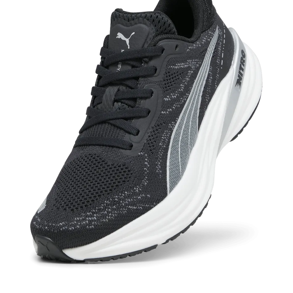 trekking running with a headband Puma Magnify Nitro 2 Men's Running Shoes in PUMA Black/White/Silver AW24