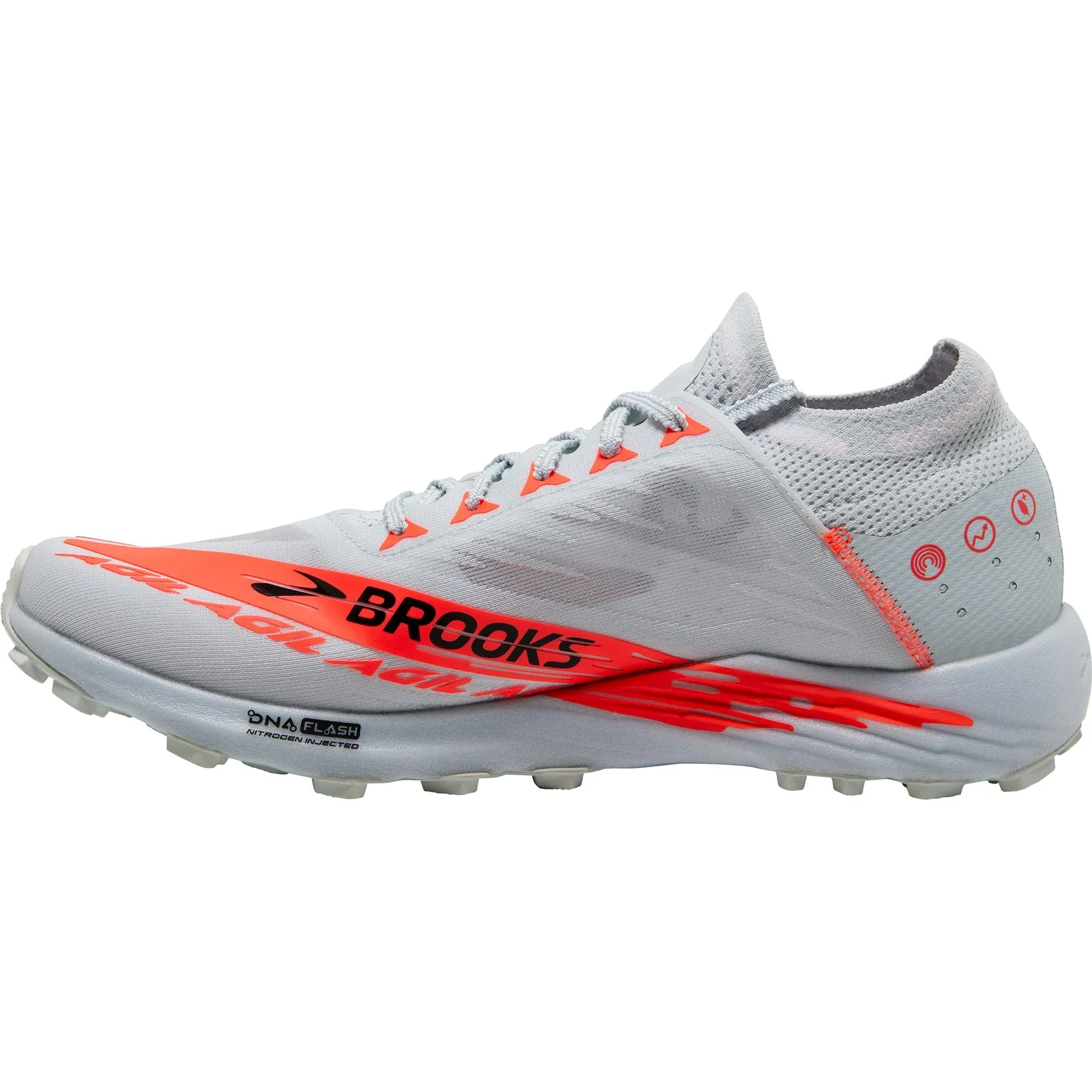 Brooks Catamount Agil Trail Running Shoes - Grey Sole plate supports clean takeoffs and fast deceleration posture support