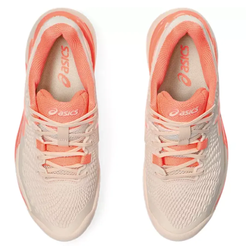Asics Resolution 9 Women Tennis Shoes - Pear Pink/Sun Coral warm weather
