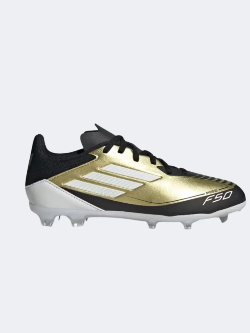 Canvas Adidas F50 League Fg Mg Kids Football Shoes Gold/White/Black
