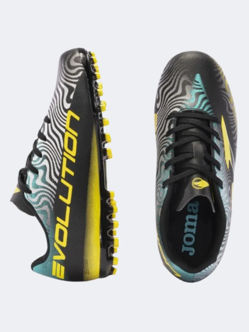 Joma Evolution 2401 Ag Kids Football Shoes Black/Yellow football practice footwear