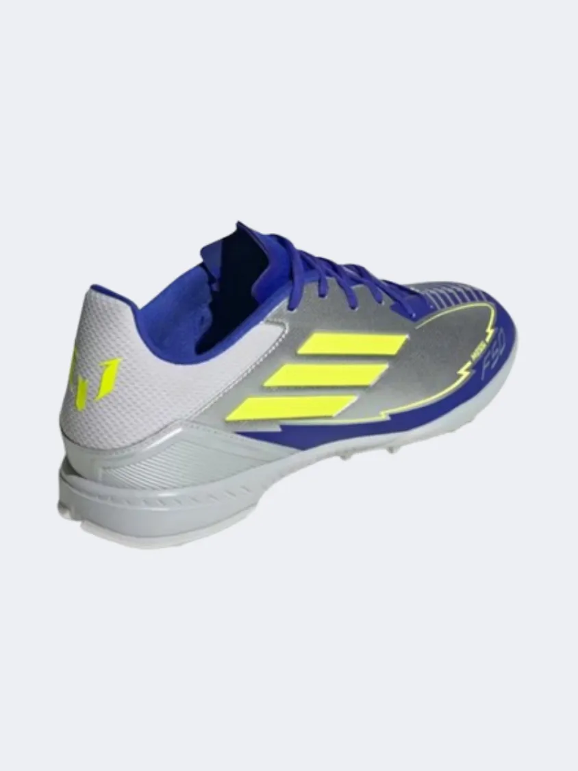 Impact protection adjustable shoes Adidas F50 League Tf Messi Men Football Shoes Silver/Yellow/Blue