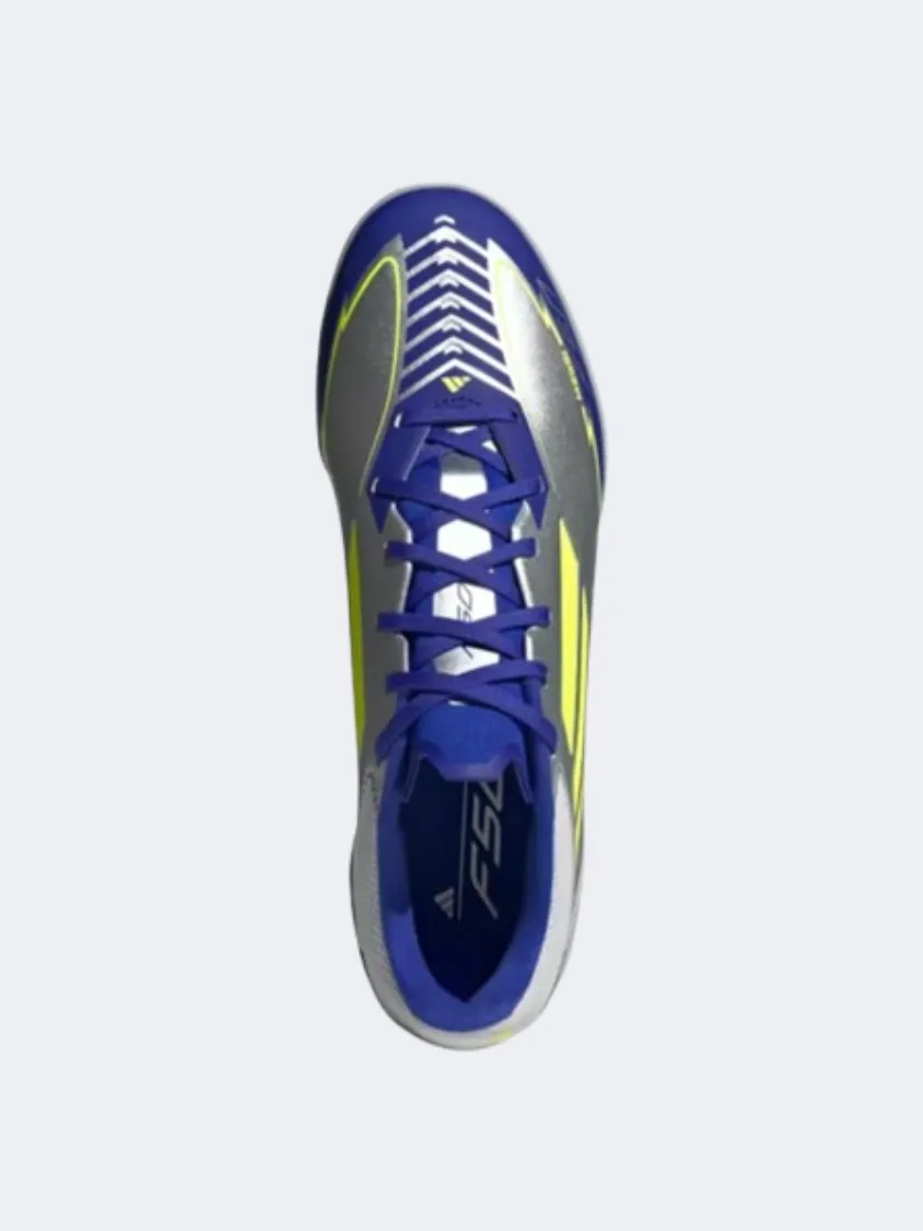 concrete court Adidas F50 League Tf Messi Men Football Shoes Silver/Yellow/Blue