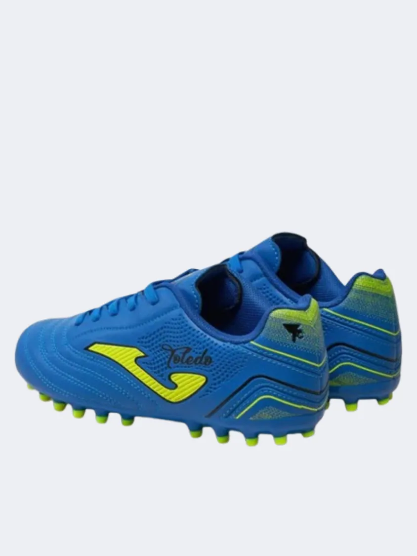 Joma Toledo 2404 Ag Kids Football Shoes Royal/Yellow Elastic Lacing left - footed users