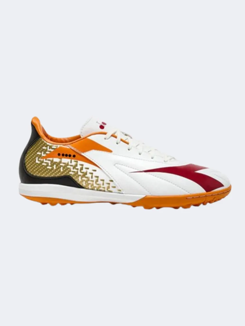 Diadora Maximus Elite R Men Football Shoes White/Pepper/Orange Comfort Fit Soft Insole